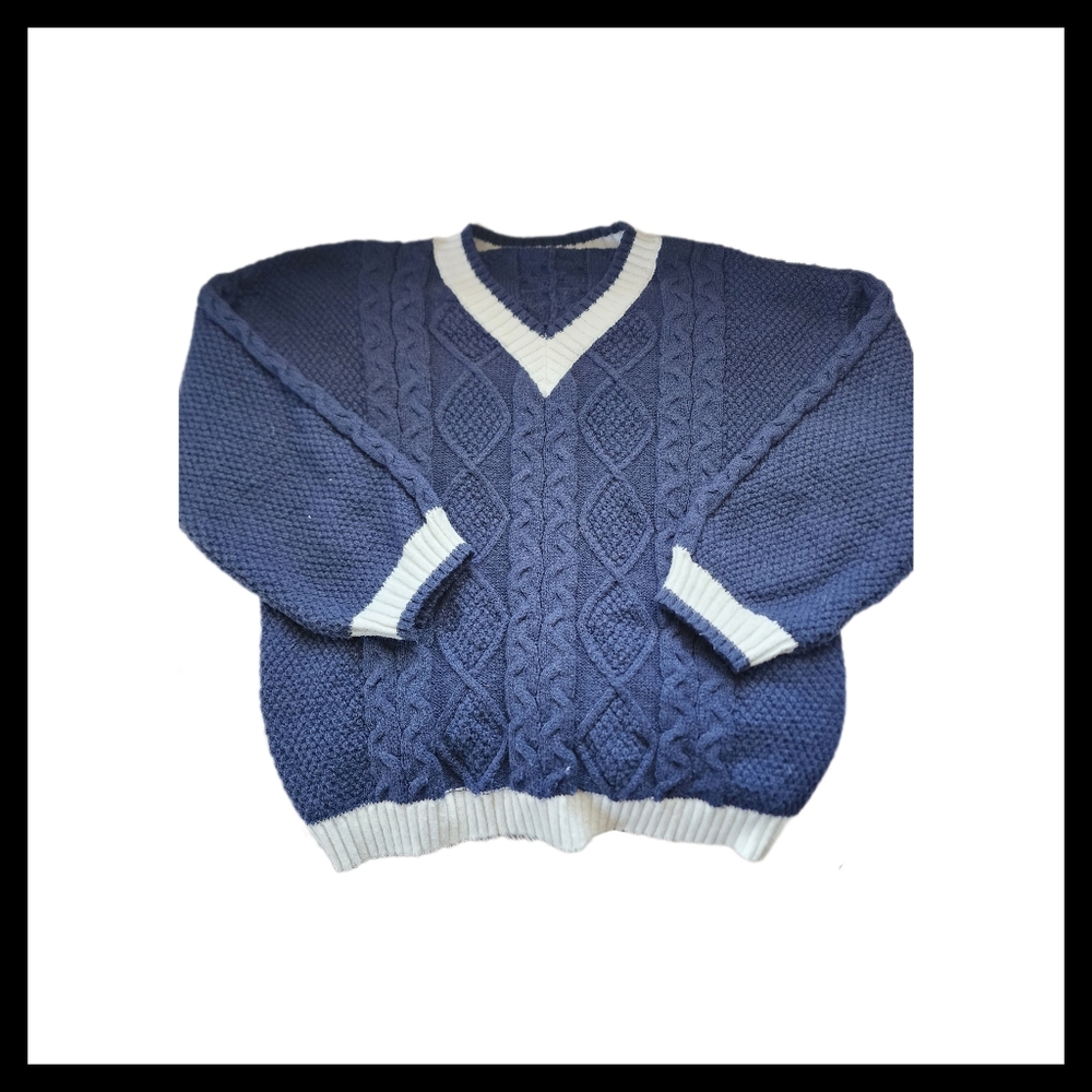 Women's Blue Cable Knit Sweater